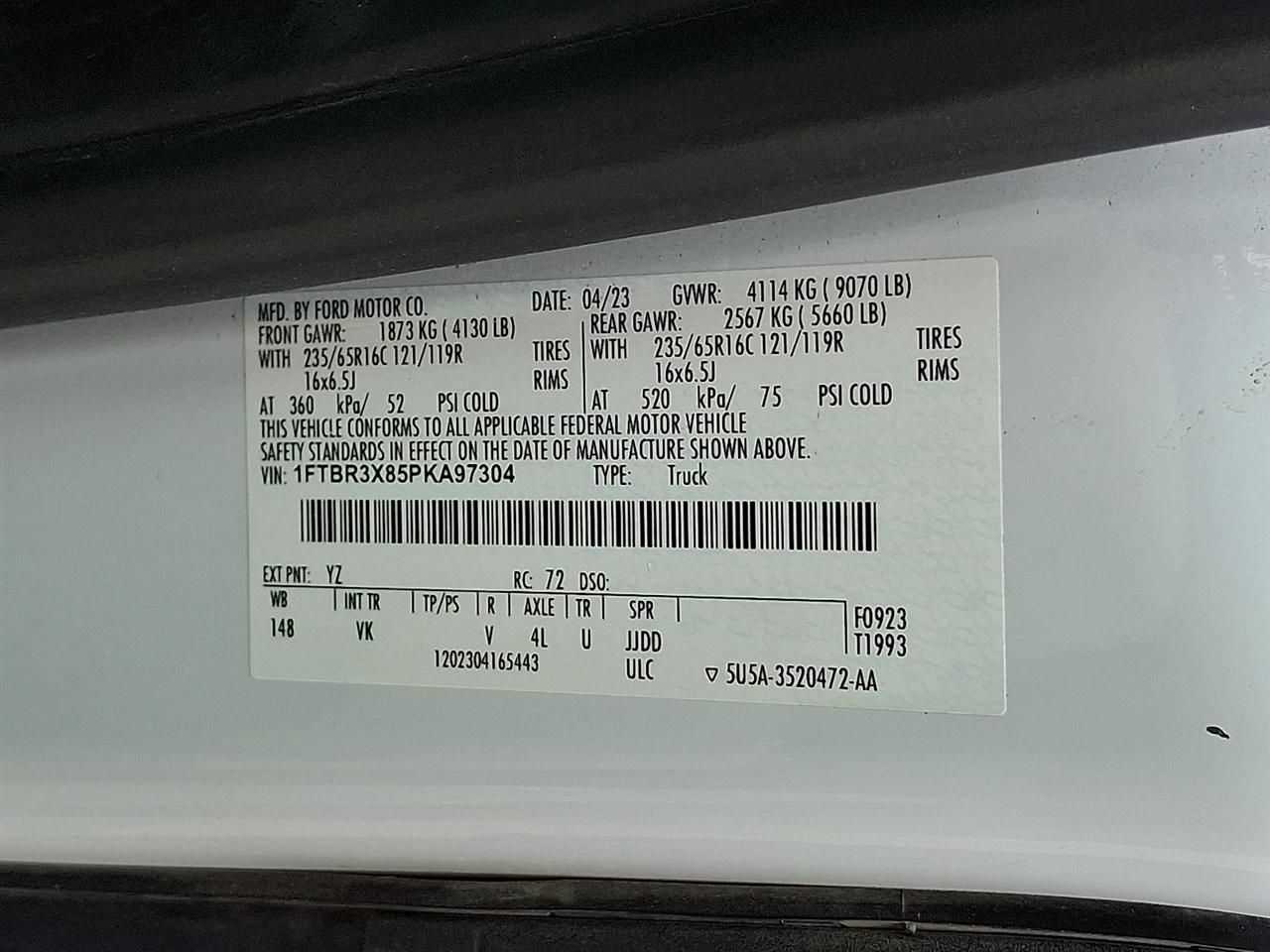Ford Transit 250 Van High Roof w/Sliding Pass. 148-in. WB EL 2023