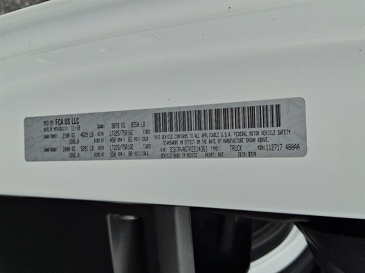 RAM Promaster 1500 Low Roof Tradesman 136-in. WB 2019