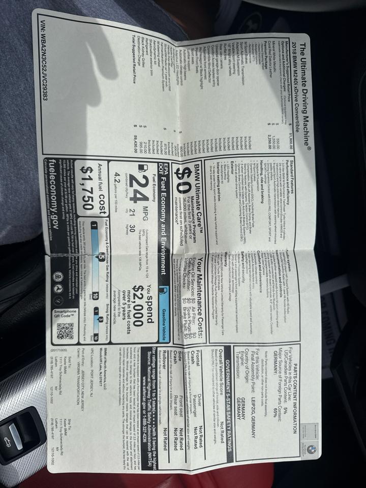 BMW 2 Series M240i xDrive Convertible 2018