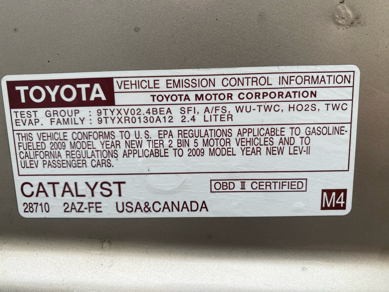 Toyota Camry 4dr Sdn LE Auto 2009