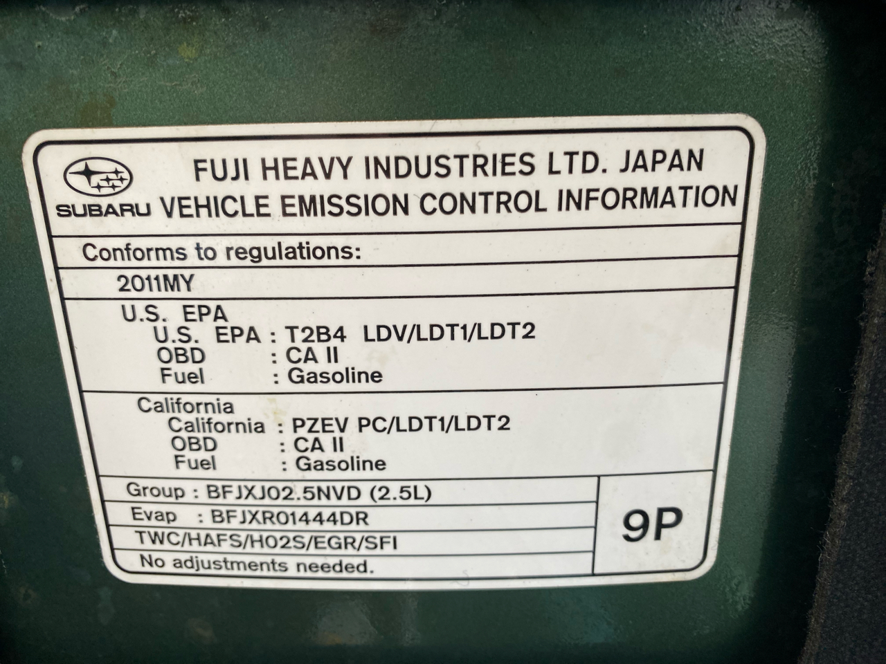 Subaru Outback 4dr Wgn H4 Auto 2.5i Prem 2011