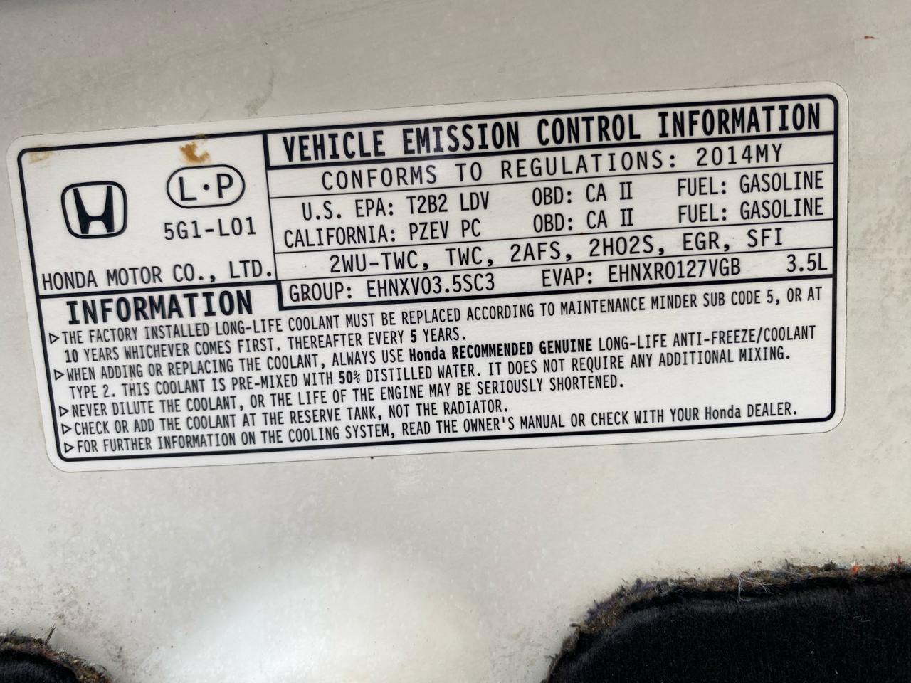 Honda Accord Sedan 4dr V6 Auto EX-L 2014