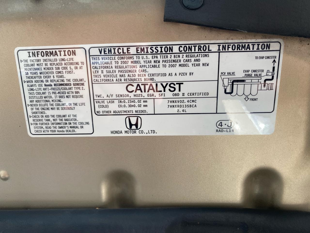 Honda Accord Sdn 4dr I4 AT EX-L 2007