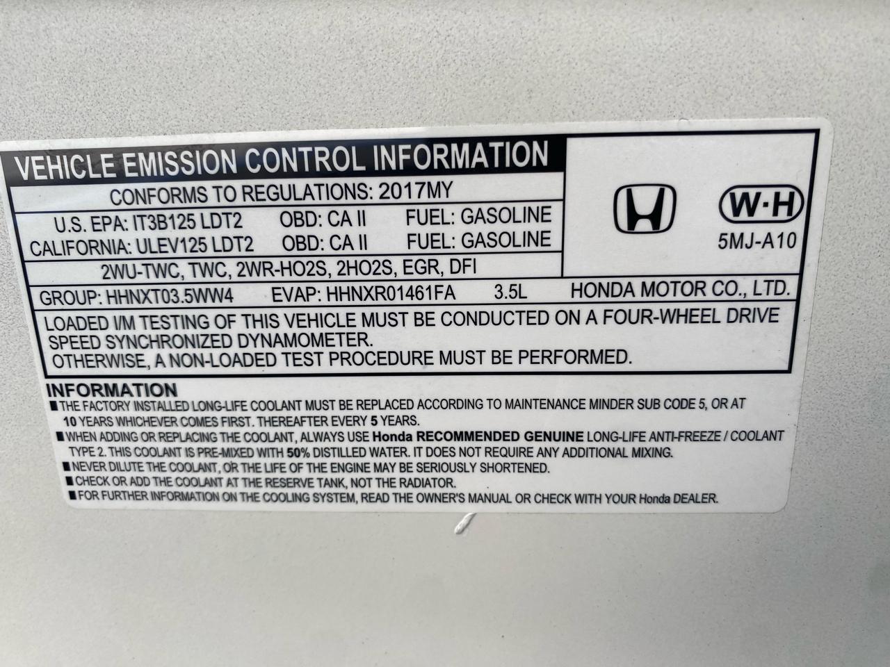 Honda Ridgeline RTL 4x4 Crew Cab 5.3' Bed 2017