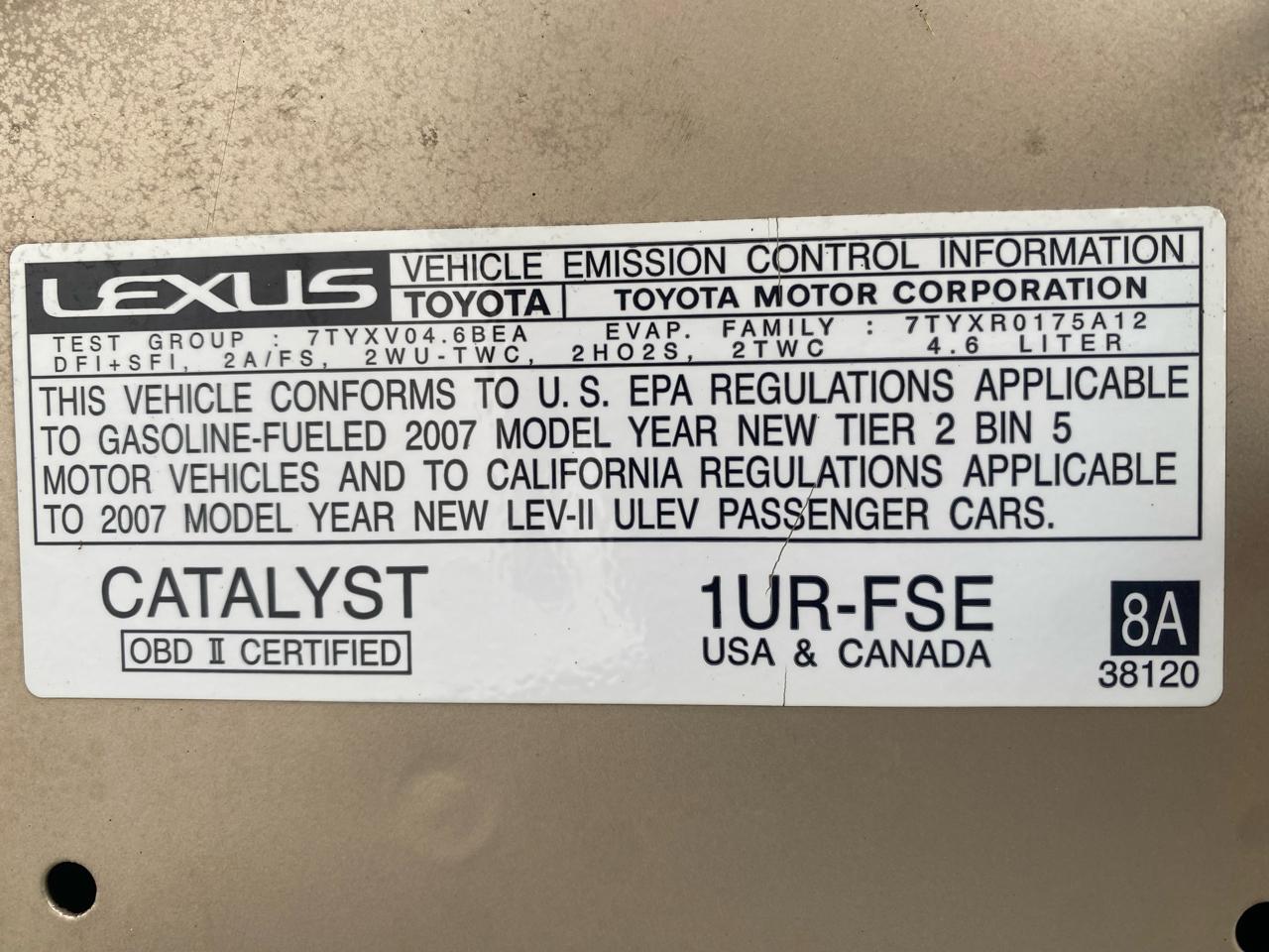Lexus LS 460 4dr Sdn LWB 2007
