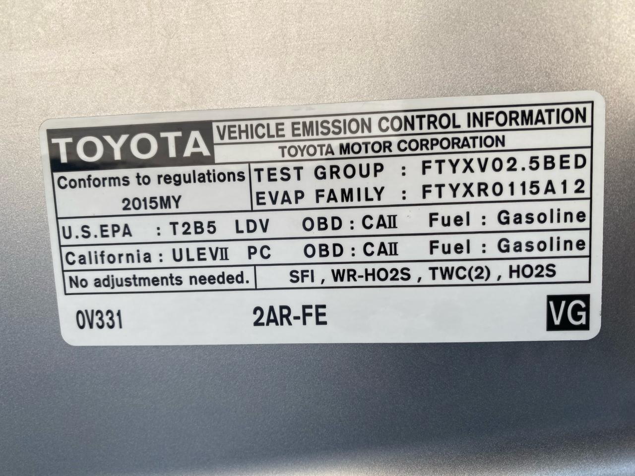 Toyota Camry 4dr Sdn I4 Auto LE (Natl) 2015