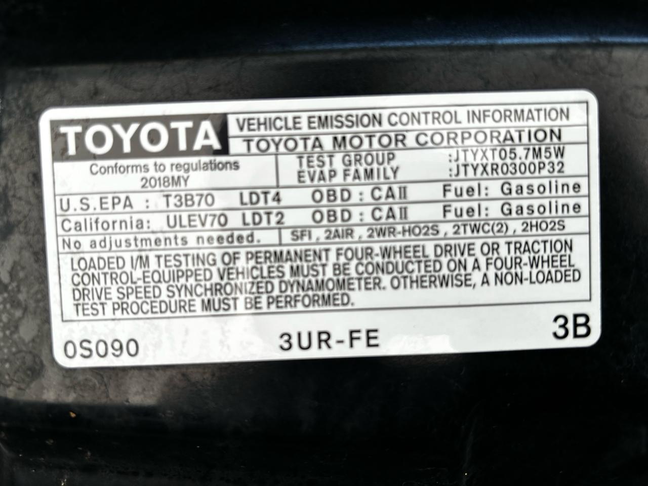 Toyota Tundra 4WD SR5 CrewMax 5.5' Bed 5.7L (Natl) 2018