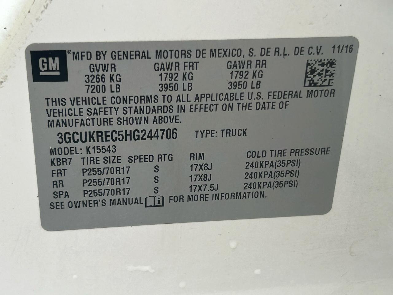 Chevrolet Silverado 1500 4WD Crew Cab 143.5" LT w/1LT 2017