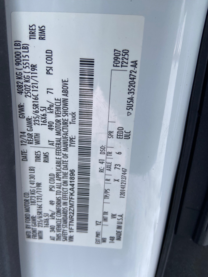 Ford Transit 250 Van Low Roof 60/40 Pass. 148-in. WB 2015