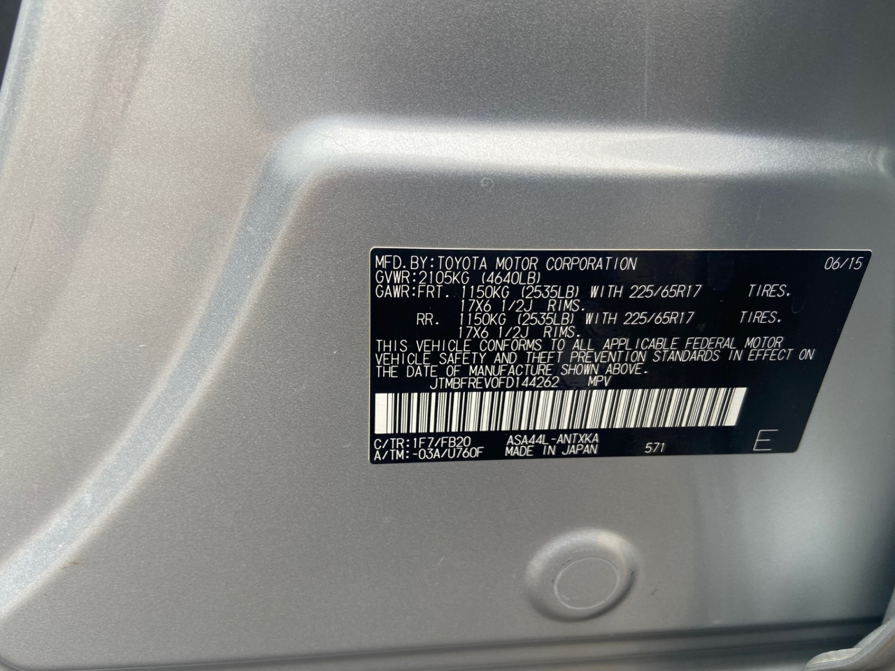 Toyota RAV4 LE AWD 2015