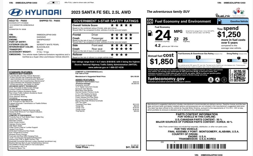 Hyundai Santa Fe SEL AWC w/Premium Package 2023