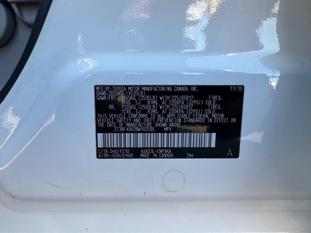 Toyota RAV4 4WD 4dr 4-cyl 4-Spd AT (Natl) 2011