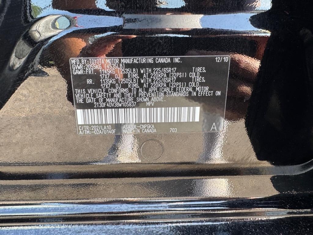 Toyota RAV4 4WD 4dr 4-cyl 4-Spd AT Ltd (Natl) 2011