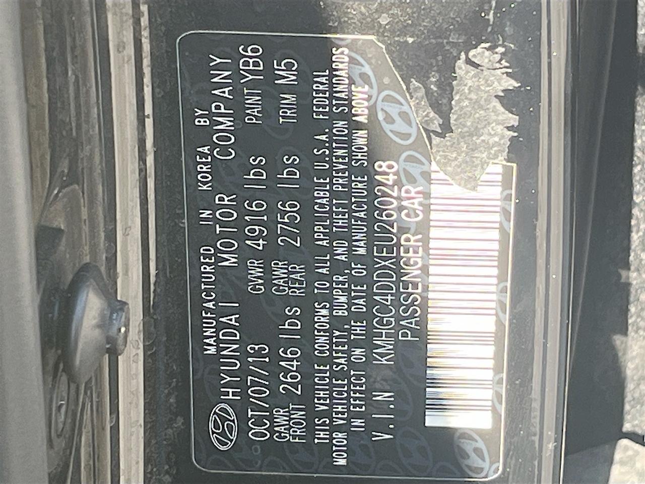 Hyundai Genesis 4dr Sdn V6 3.8L 2014