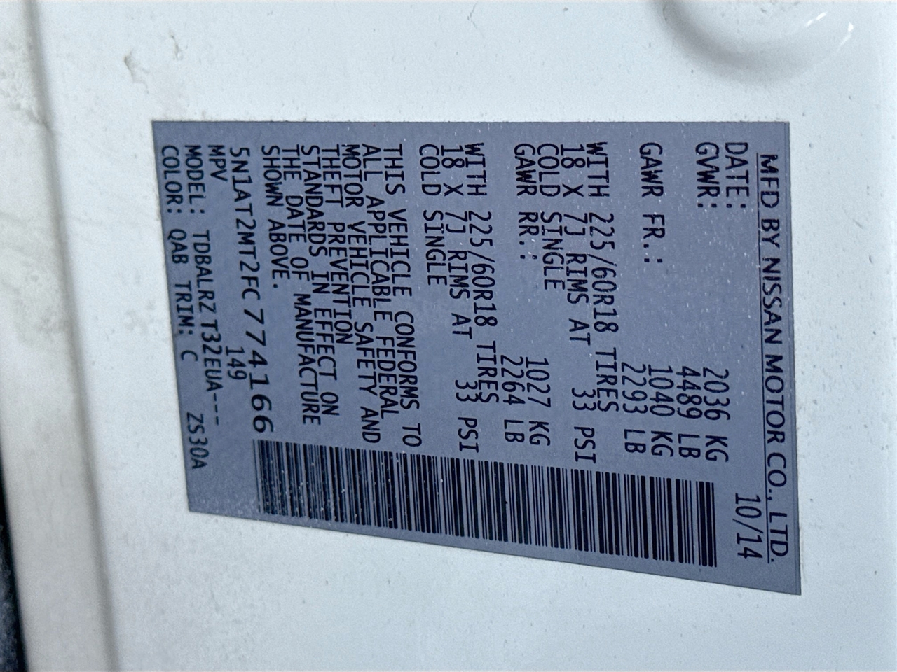 Nissan Rogue FWD 4dr SL 2015 Nissan Rogue FWD 4dr SL 2015