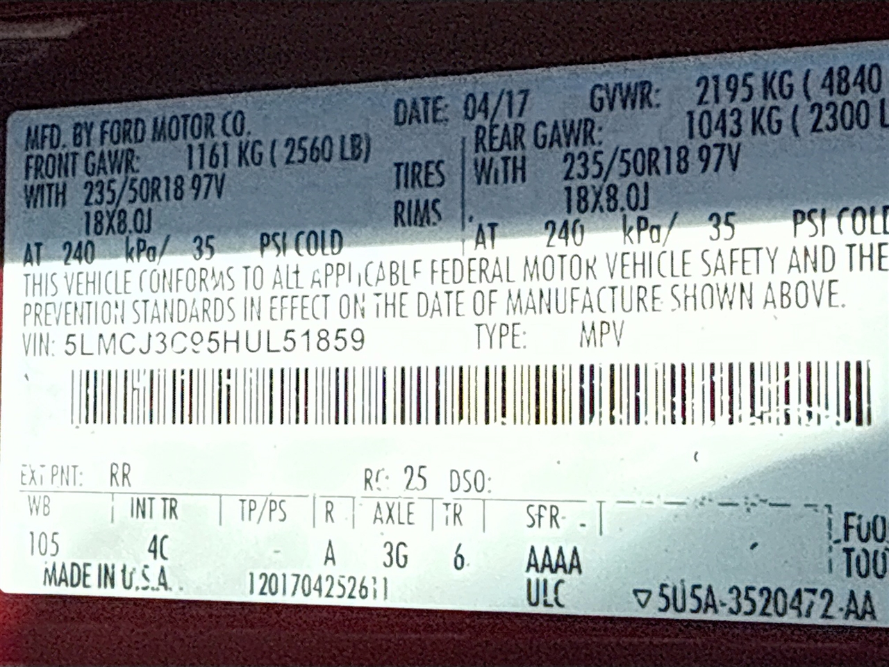 Lincoln MKC Reserve FWD 2017 Lincoln MKC Reserve FWD 2017