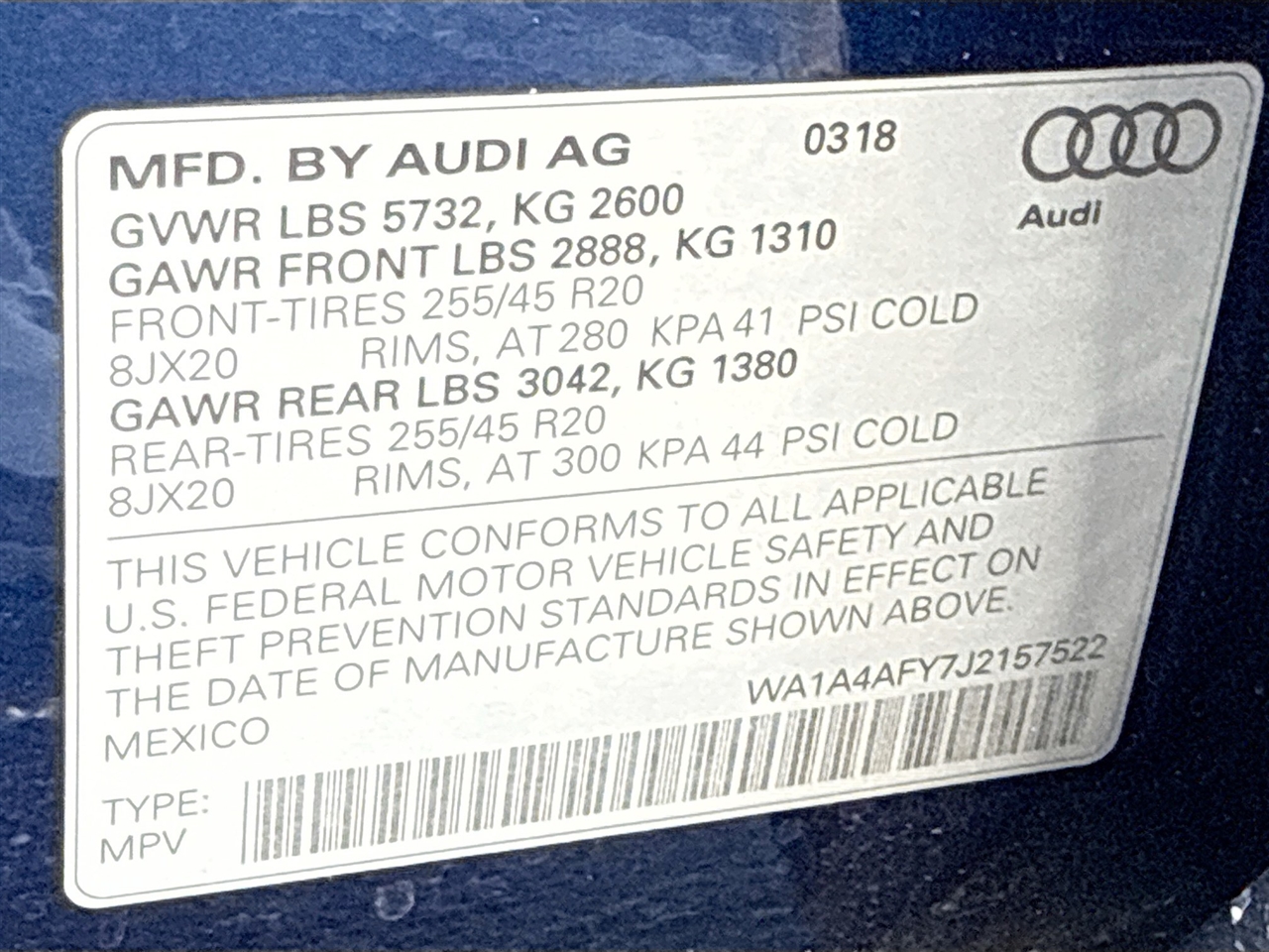 Audi SQ5 3.0 TFSI Premium Plus 2018 Audi SQ5 3.0 TFSI Premium Plus 2018