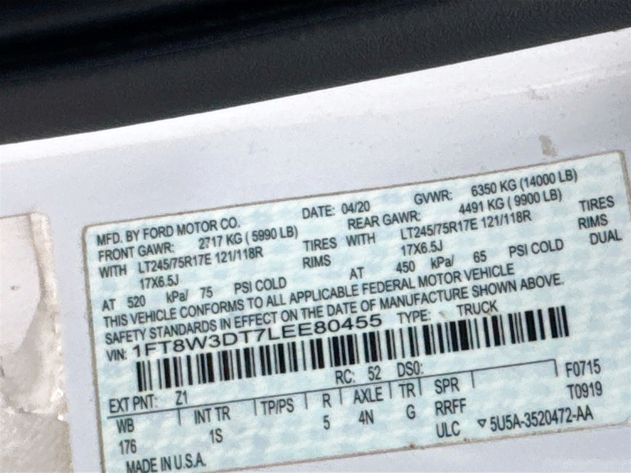 Ford Super Duty F-350 DRW XL 4WD Crew Cab 8' Box 2020