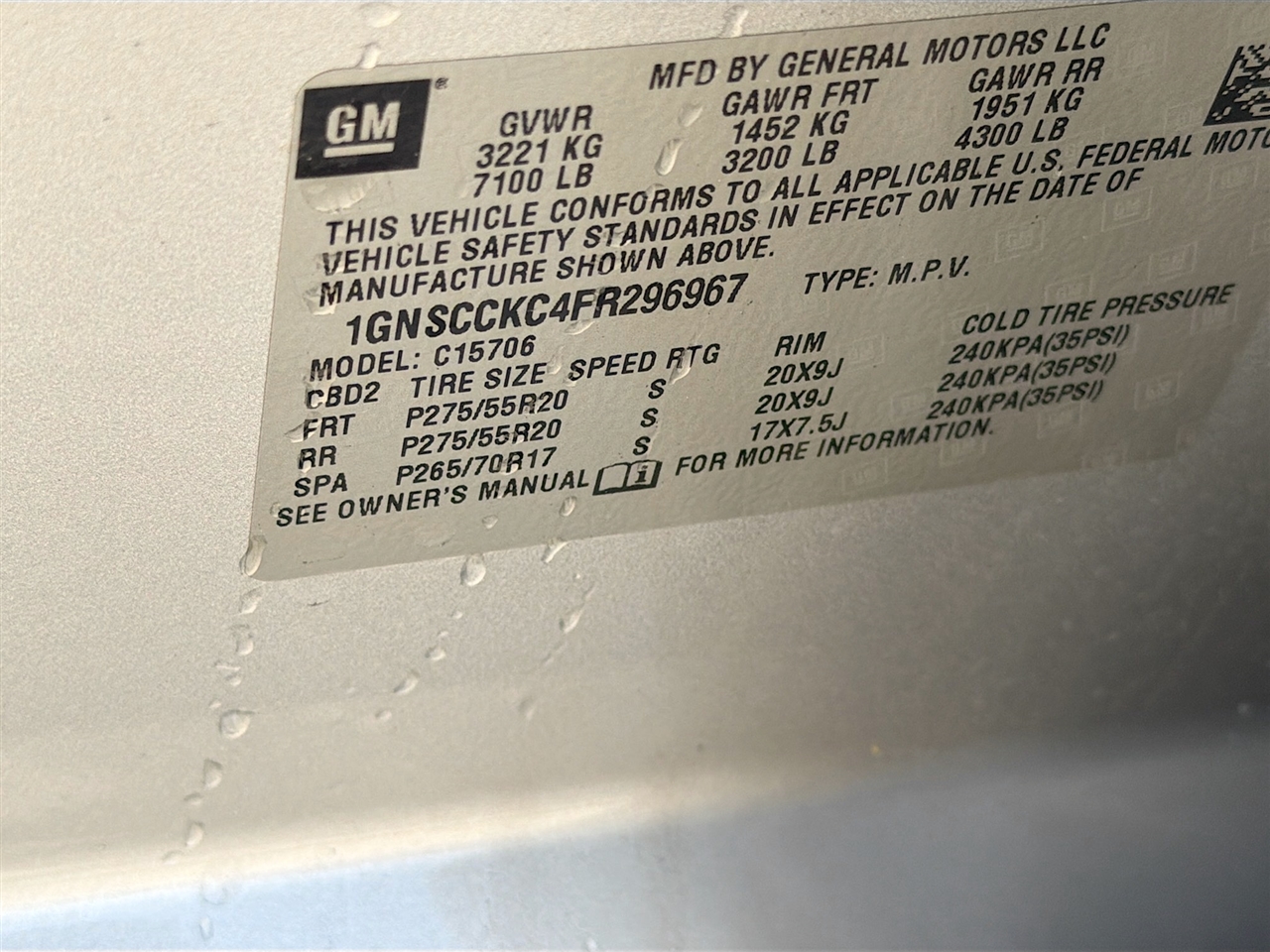 Chevrolet Tahoe 2WD 4dr LTZ 2015