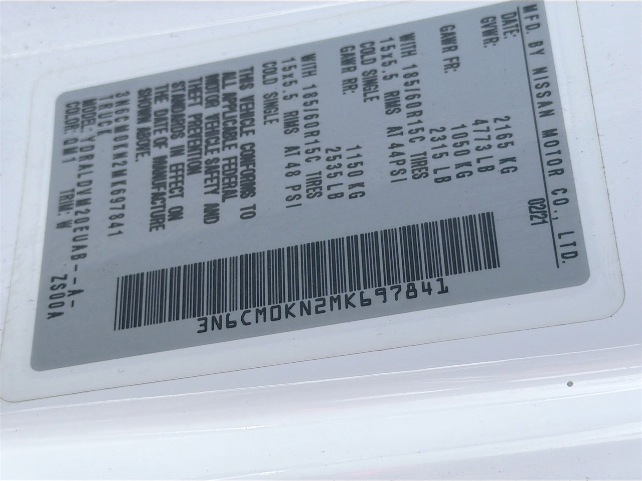 Nissan NV200 Compact Cargo I4 S 2021