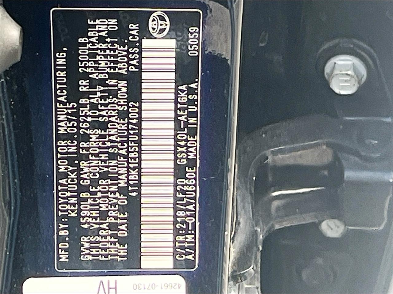 Toyota Avalon 4dr Sdn Limited (Natl) 2015