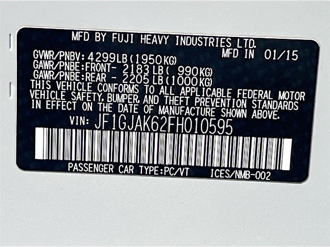 Subaru Impreza Sedan 4dr CVT 2.0i Premium 2015