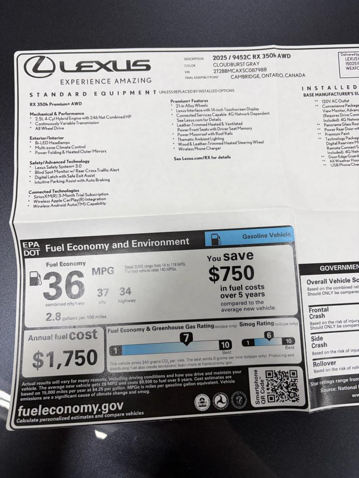 Lexus RX 350h AWD 2025