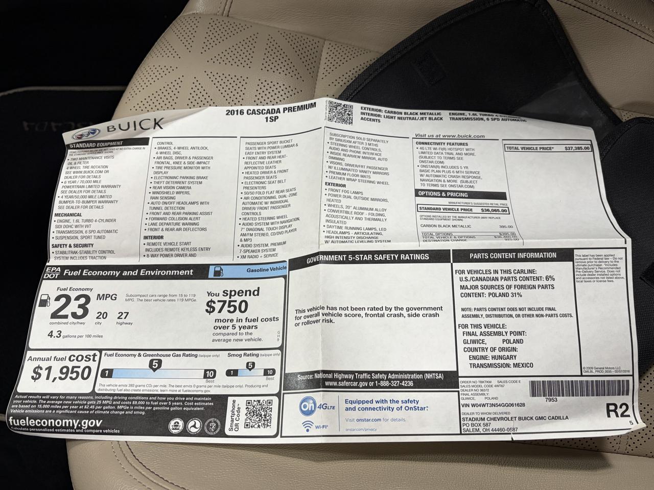 Buick Cascada Premium 2016