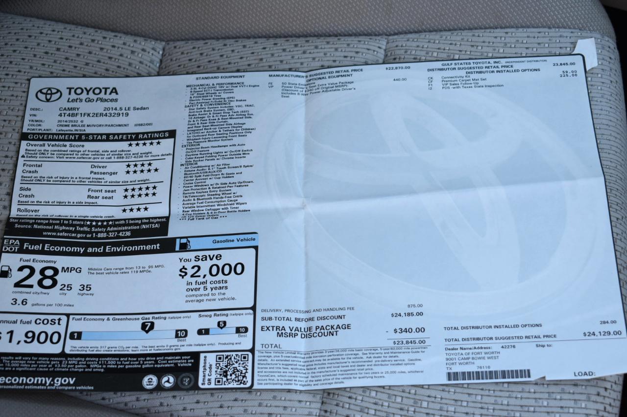 Toyota Camry LE 4D Sedan 2014