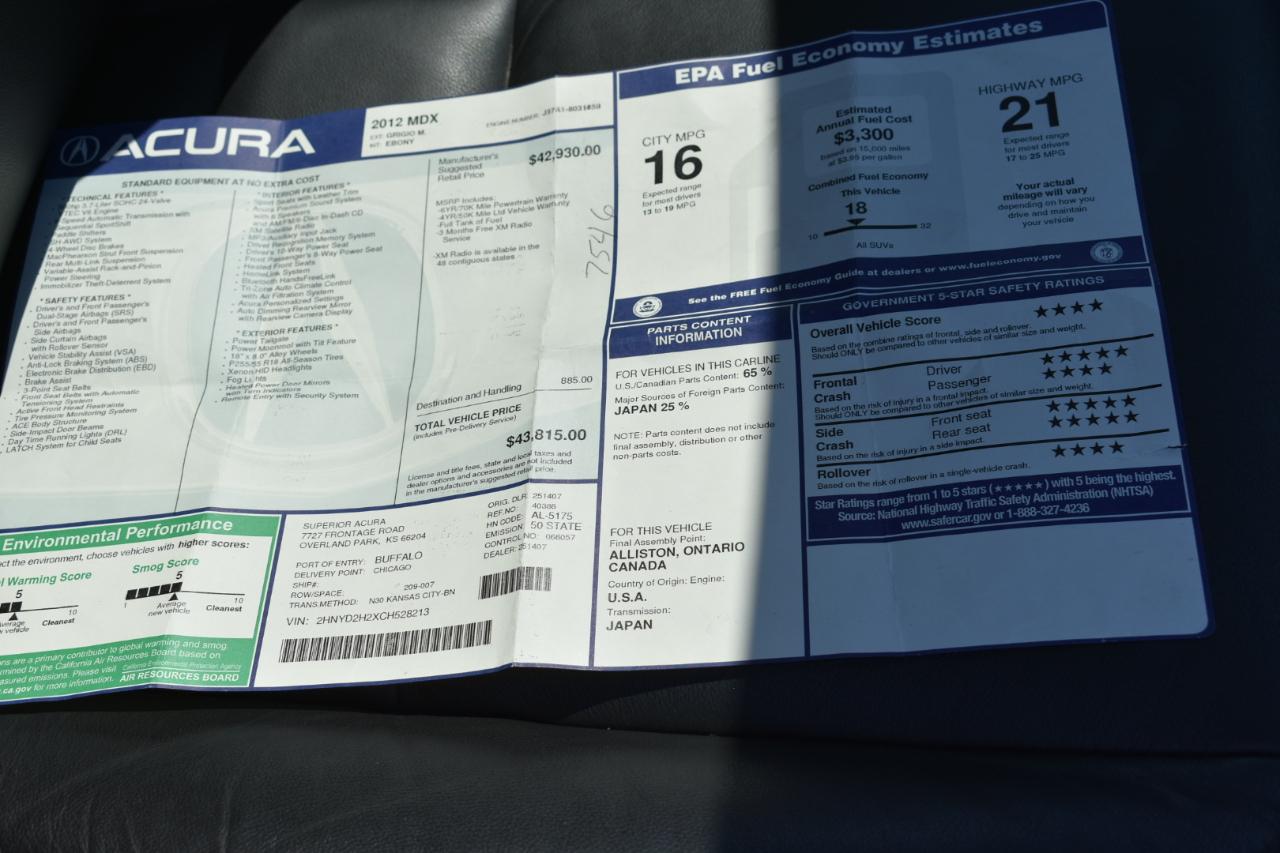 Acura MDX 6-Spd AT 2012