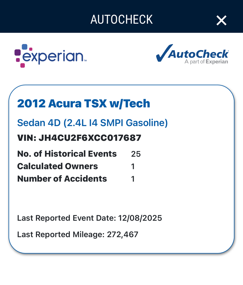 Acura TSX 5-speed AT 2012