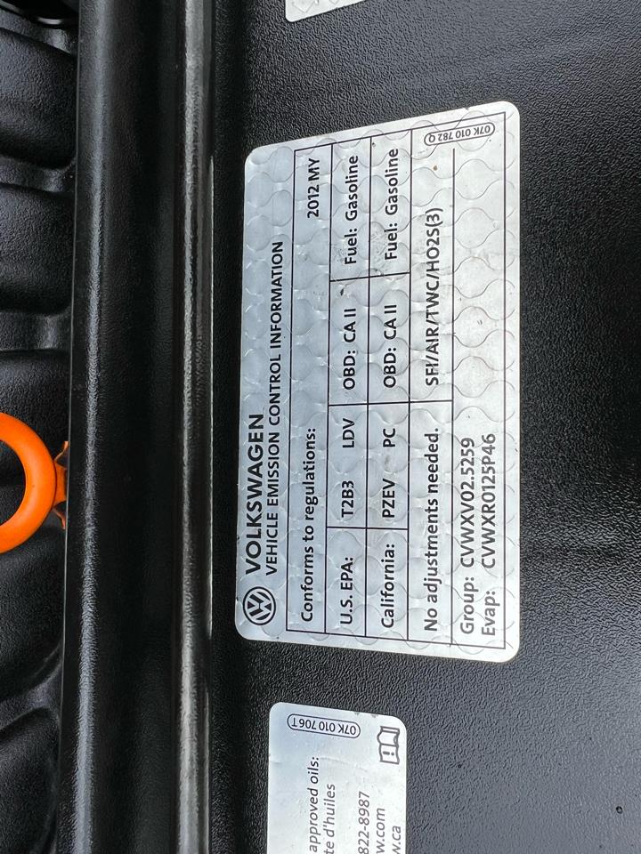 Volkswagen Passat 4dr Sdn 2.5L Auto S PZEV 2012