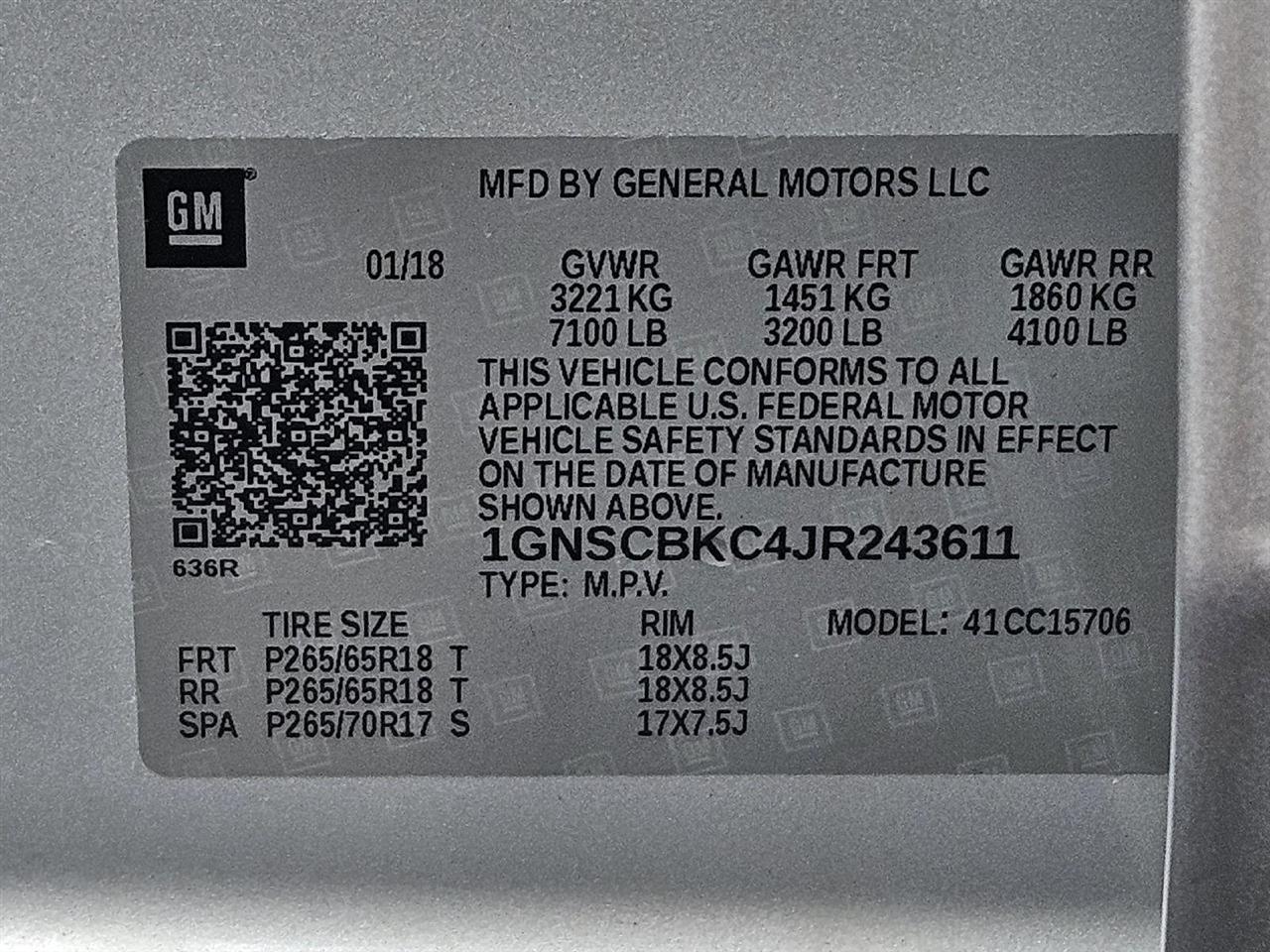 Chevrolet Tahoe LT 2WD 2018