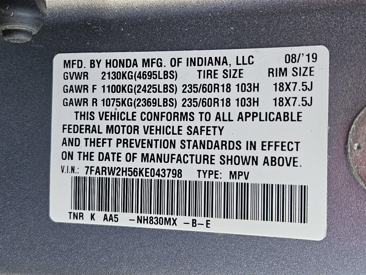 Honda CR-V EX AWD 2019 Honda CR-V EX AWD 2019