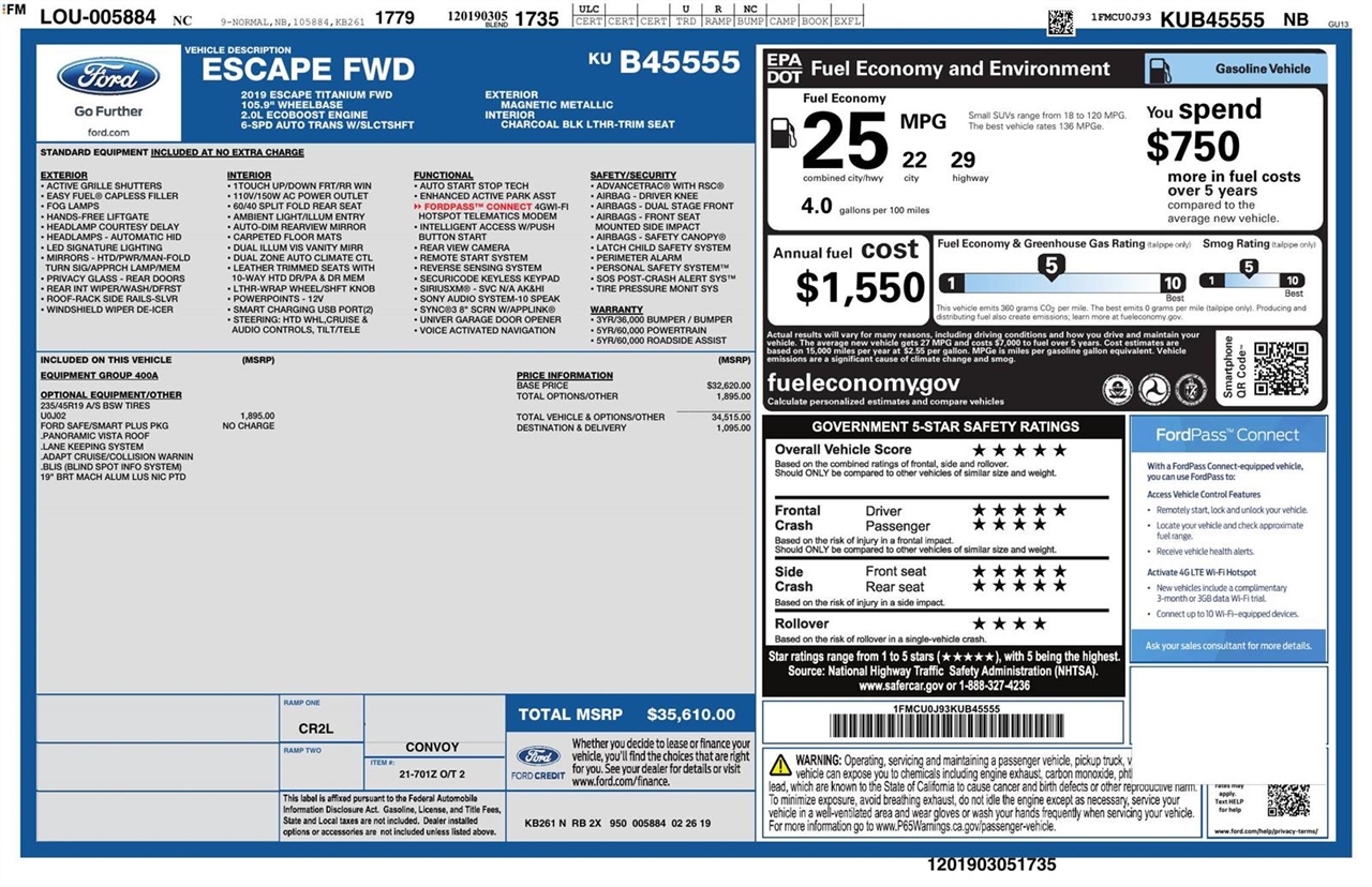 Ford Escape Titanium FWD 2019