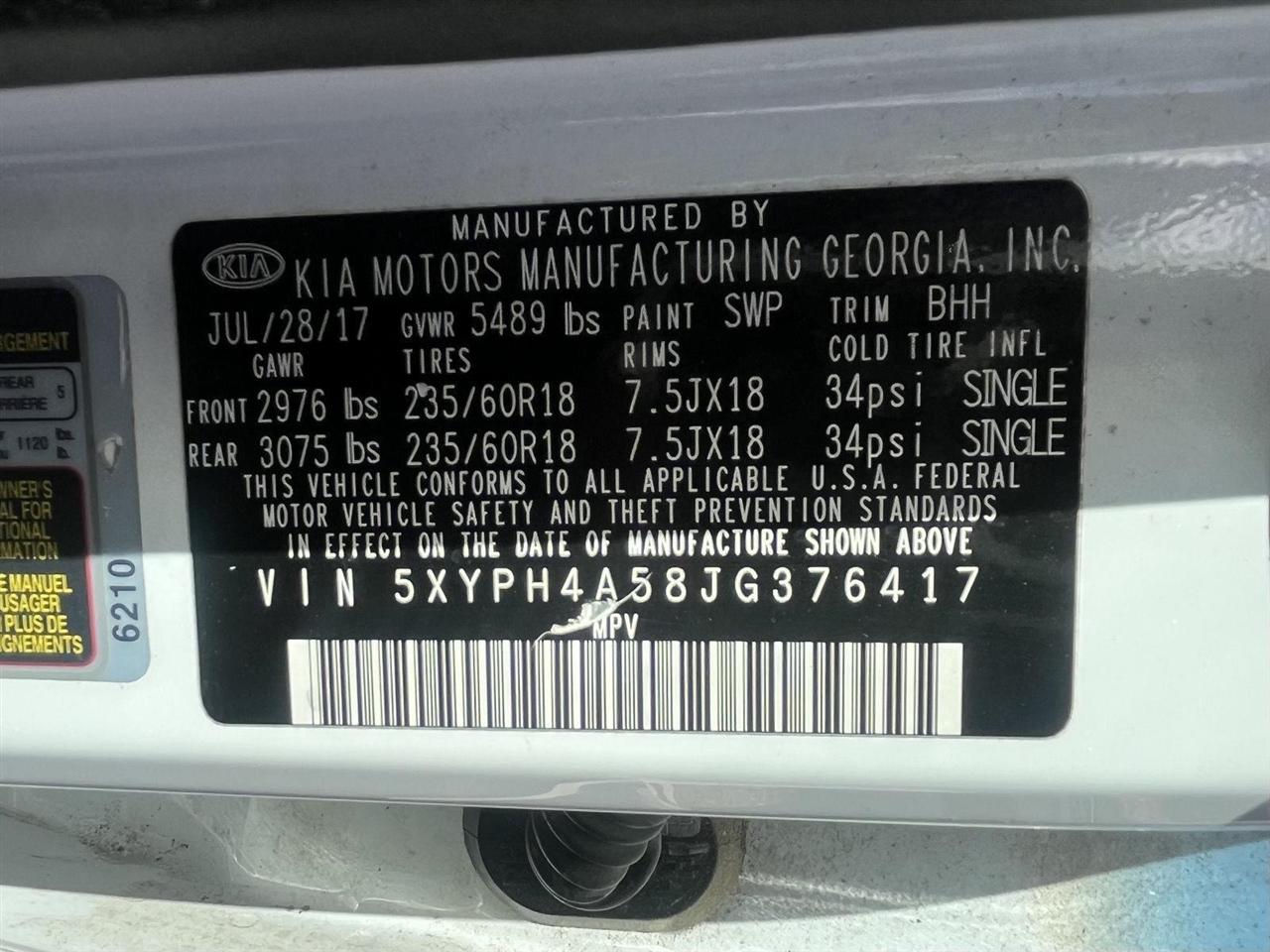 Kia Sorento EX V6 2WD 2018