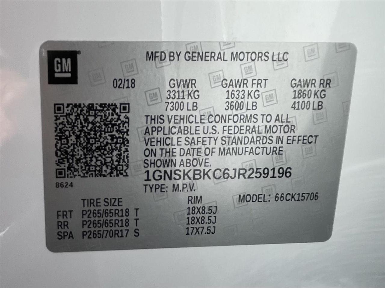 Chevrolet Tahoe LT 4WD 2018