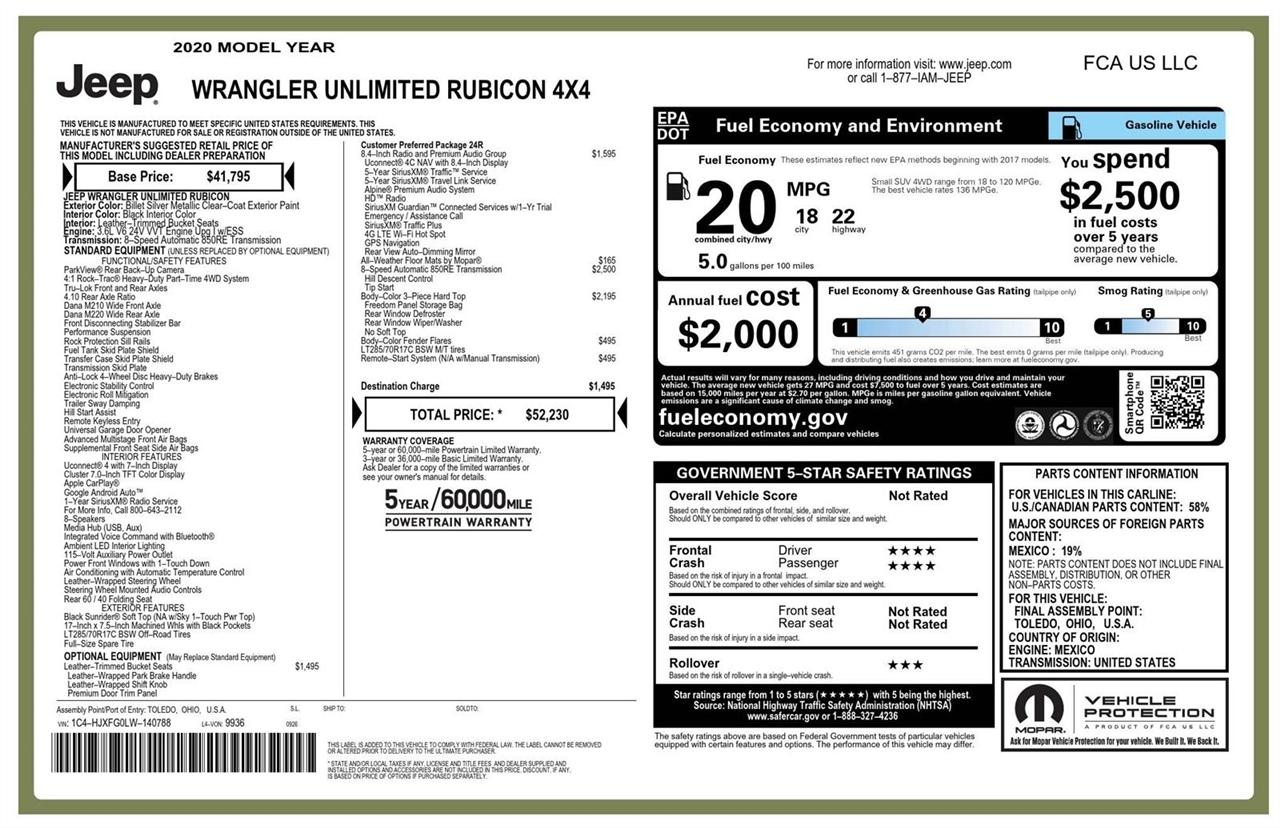 Jeep Wrangler Unlimited Rubicon 2020