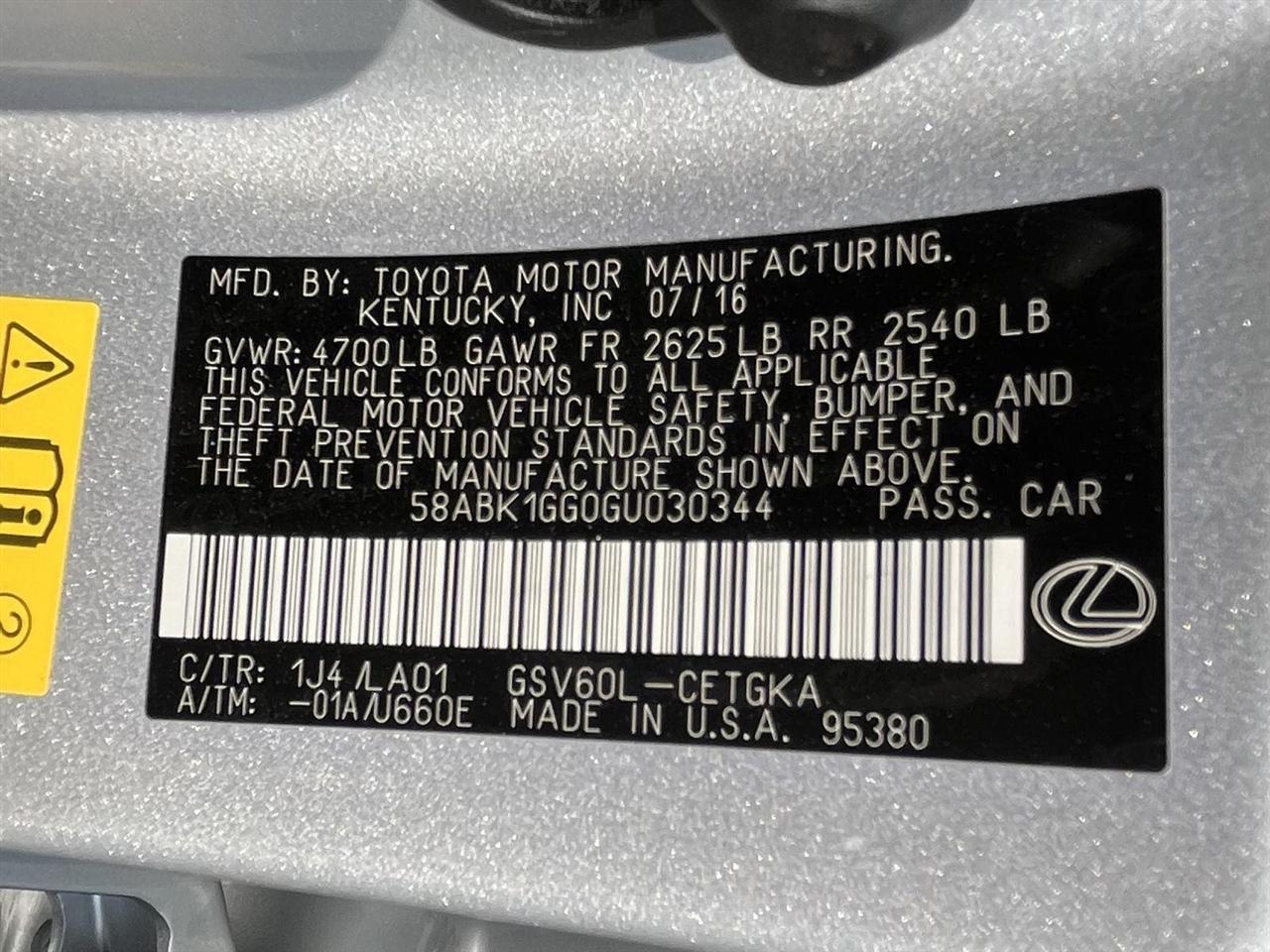 Lexus ES 350 4dr Sdn 2016