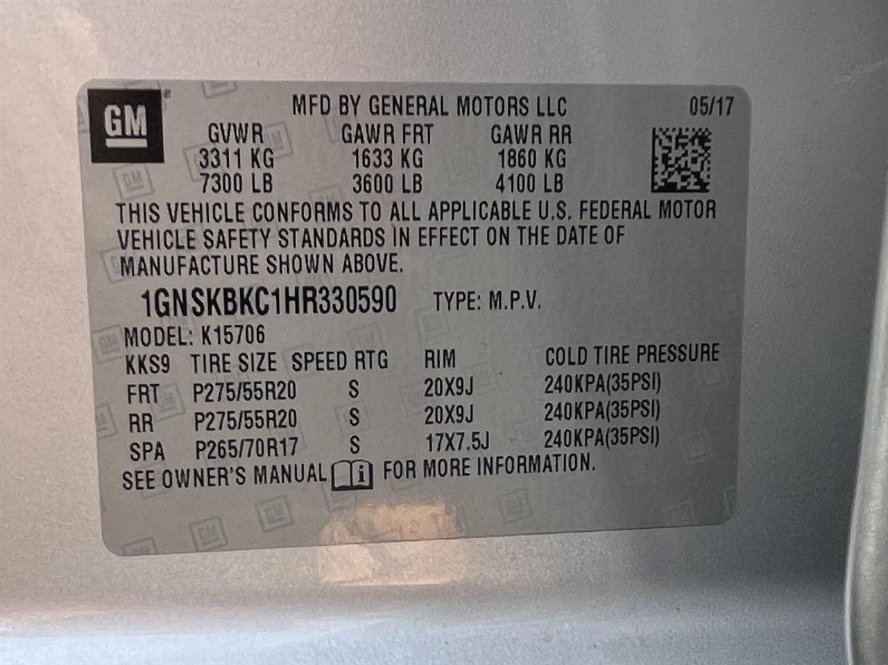 Chevrolet Tahoe LT 4WD 2017