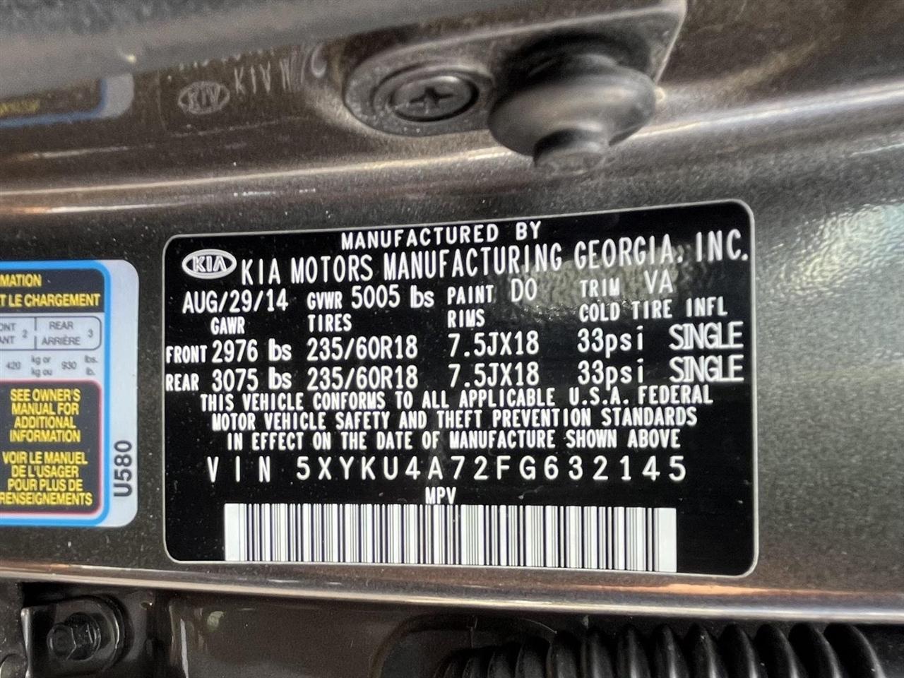 Kia Sorento EX V6 2WD 2015