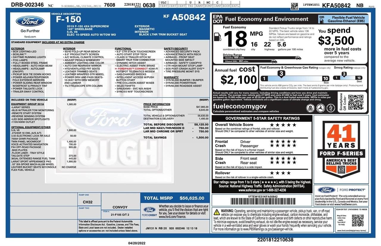 Ford F-150 Lariat 4WD SuperCrew 5.5' Box 2019