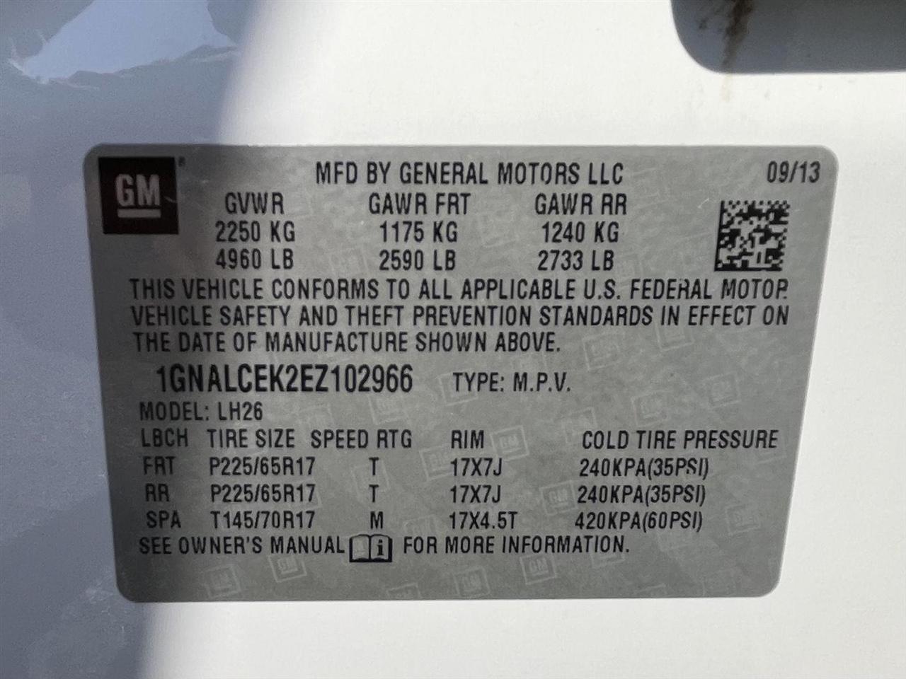 Chevrolet Equinox 2LT 2WD 2014