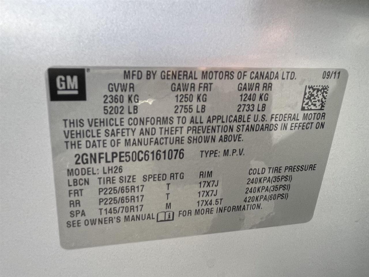 Chevrolet Equinox 2LT 2WD 2012