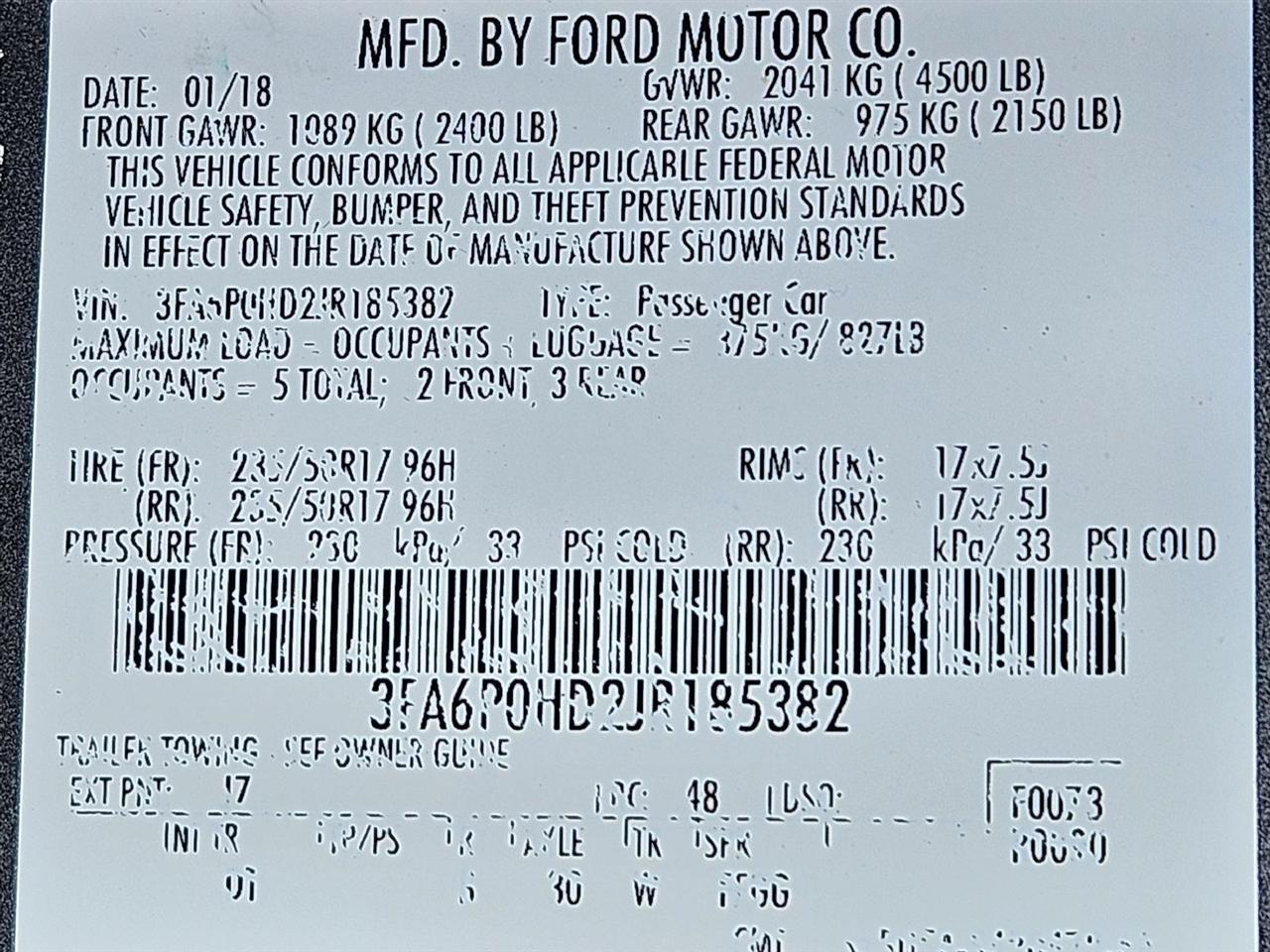 Ford Fusion SE 2018