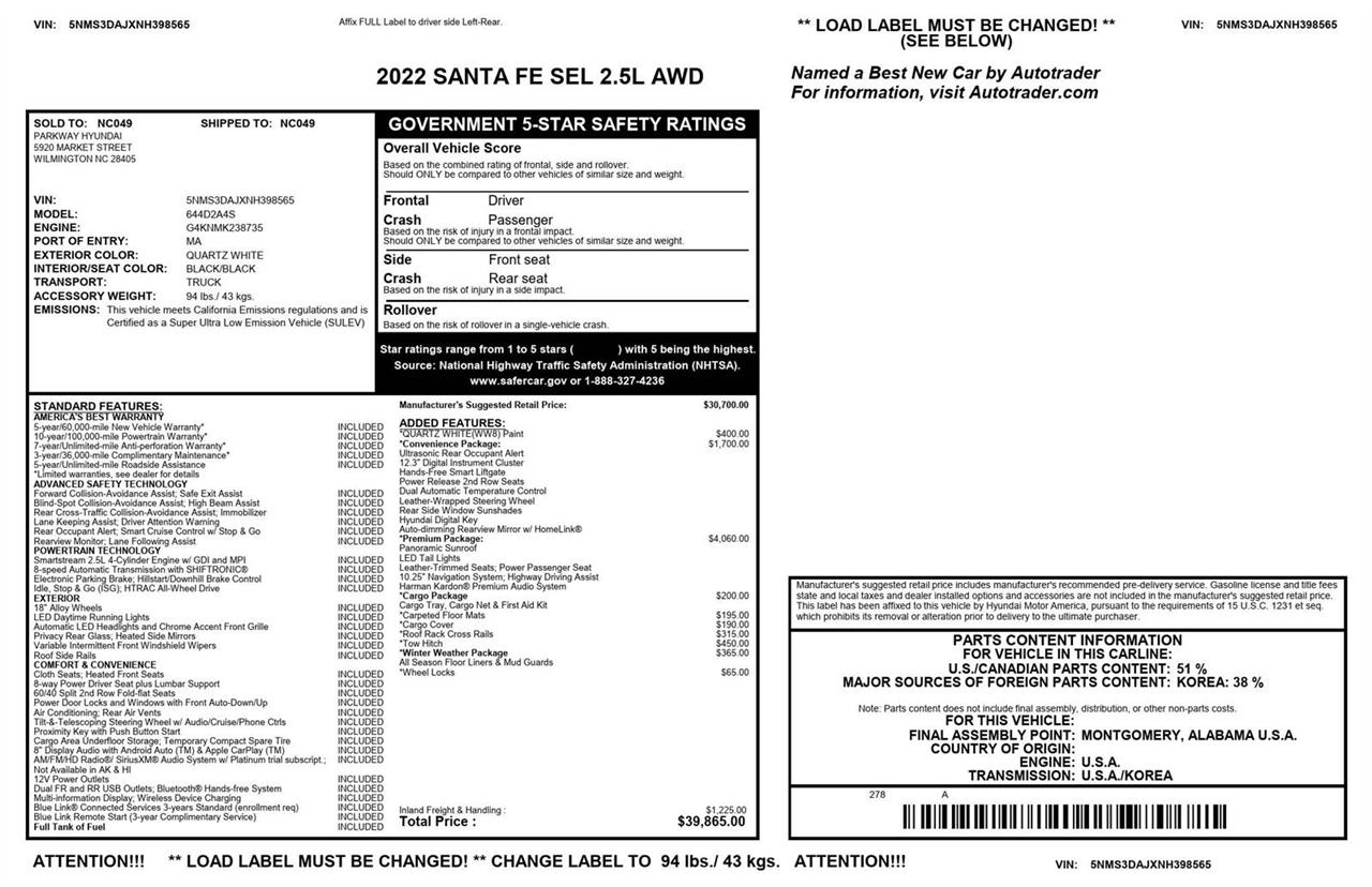Hyundai Santa Fe SEL AWC w/Premium Package 2022