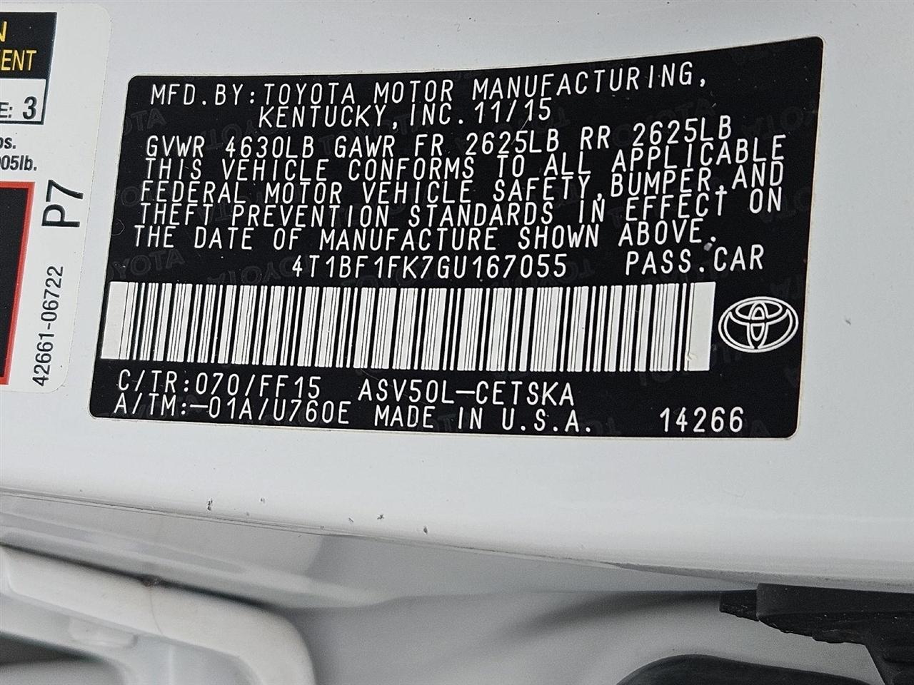Toyota Camry SE 2016