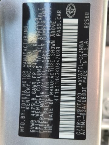 Toyota Camry XLE Auto (Natl) 2019