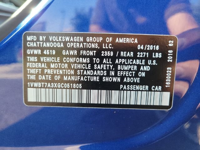 Volkswagen Passat 4dr Sdn 1.8T Auto SE PZEV 2016 Volkswagen Passat 4dr Sdn 1.8T Auto SE PZEV 2016