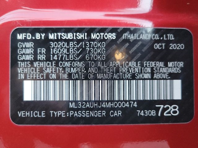 Mitsubishi Mirage Carbonite Edition CVT 2021